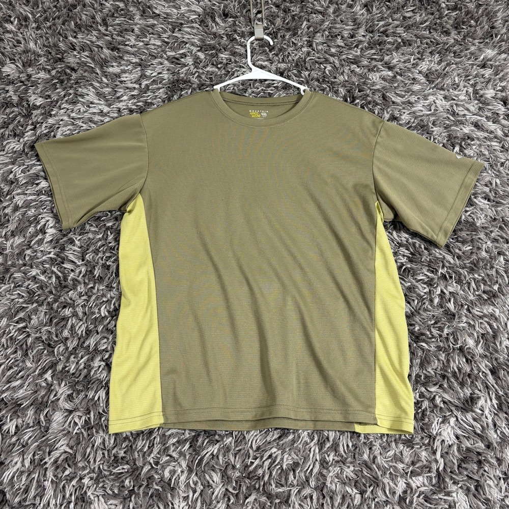 Mountain Hardwear Mens L Performance T-Shirt Olive Green OM2205 Hiking Tee
